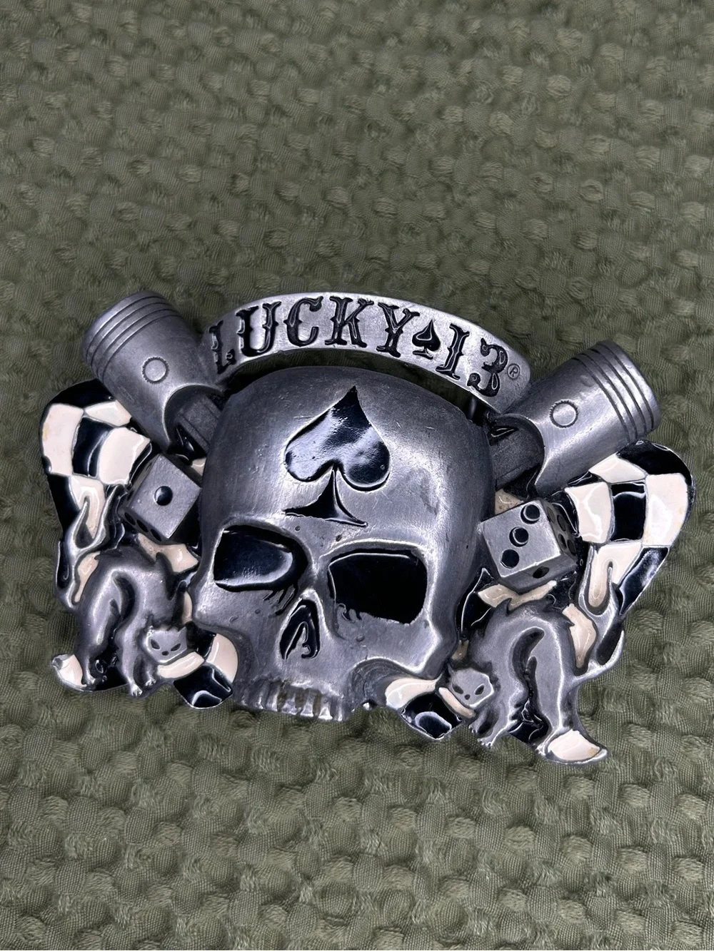 Vintage LUCKY 13 Skull Belt Buckle
